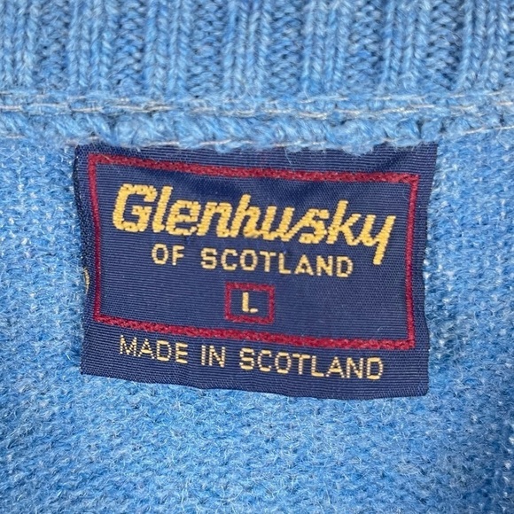 Vintage Glenhusky of Scotland Large Shetland Wool Sweater Crewneck Jumper Winter - Picture 8 of 10